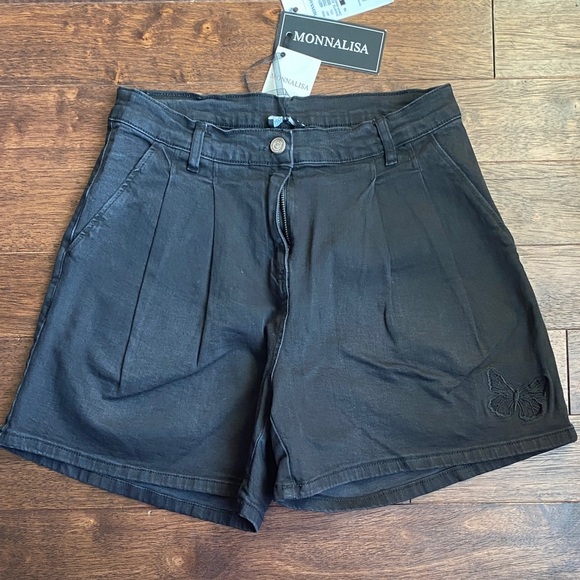 MonnaLisa Pants - MonnaLisa Women's High Waist Black Shorts